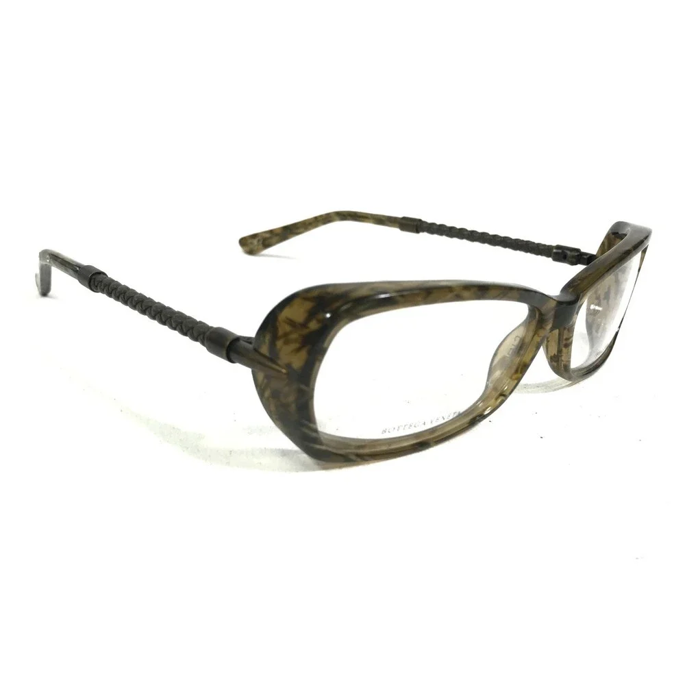 Bottega Veneta Eyeglasses Frames BV 97 3V6 Clear Hatched Woven Leather 55-13-130
